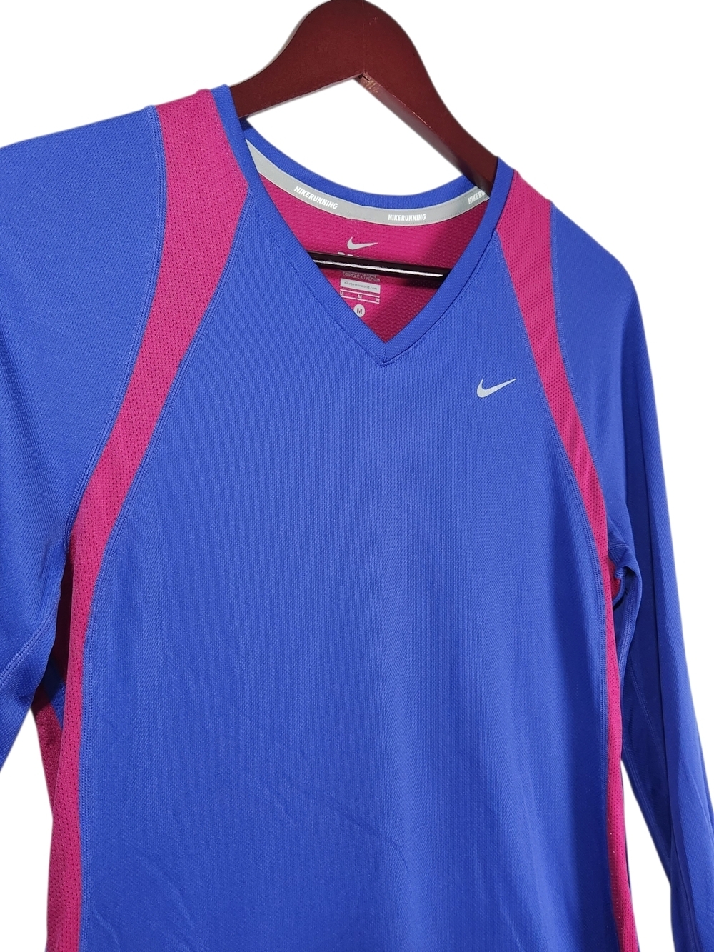 Nike Dri-FIT Running Top Women’s Med Blue Pink Long Sleeve Athletic Shirt Light - Picture 3 of 13